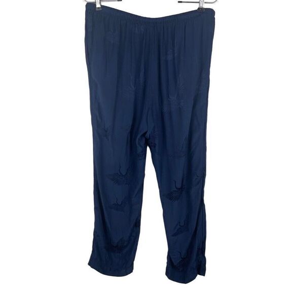 Soft Surroundings Viscose Blue Relaxed Fit Swan Bird Pull on Pants Size M - Picture 2 of 6